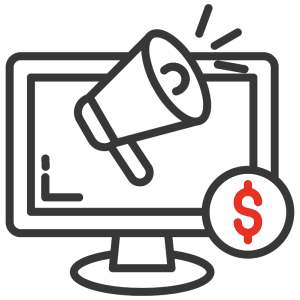 Digital marketing megaphone with dollar sign
