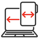Laptop screen showing bidirectional arrows for responsiveness