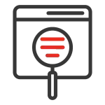 Browser window with magnifying glass and search bars