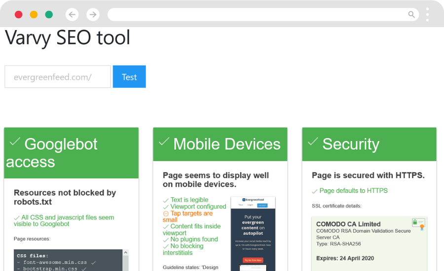 Varvy SEO Tool